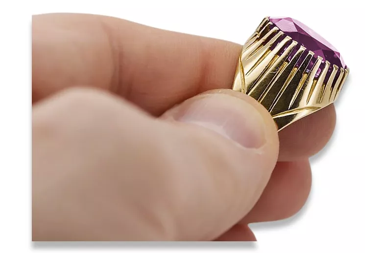 أميثست 14 كارت من الذهب الأصفر خاتم حرف يدوية فينتاج vrc048y